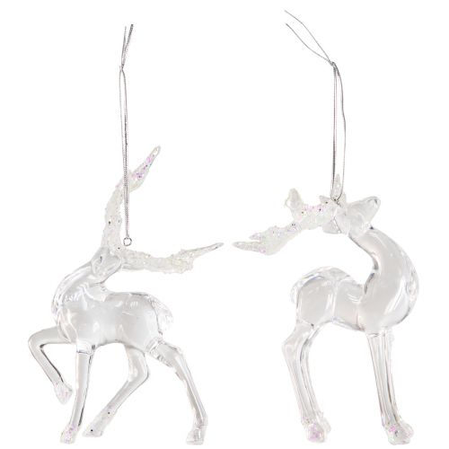 Artikel Juletræspynt rådyr dekorativ figur akryl 12,5/15cm 2stk