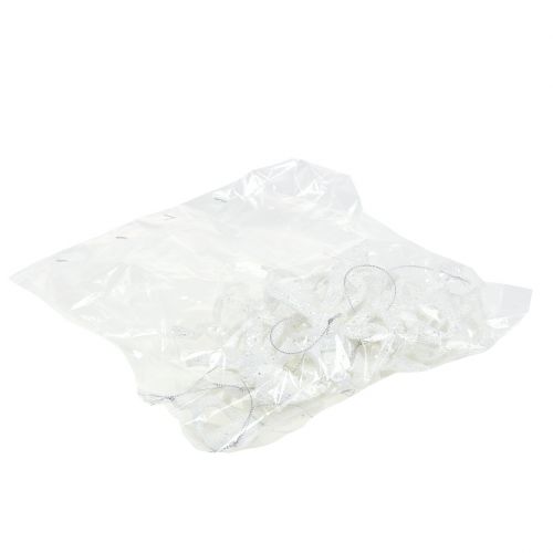 Floristik24 Juletræ dekorationssløjfe 9cm med glitter hvid 12stk