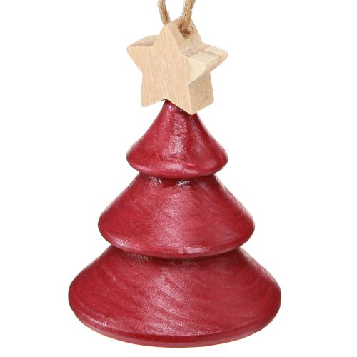 Artikel Juletræspynt grantræ rød hvid 7,5 cm 6 stk.
