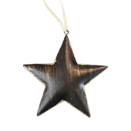 Artikel Juletræspynt dekorativ stjerne metal sort guld Ø11cm 4 stk