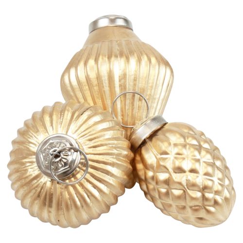 Floristik24 Juletræspynt glas guld dekoration vintage Ø4–6cm sæt med 3