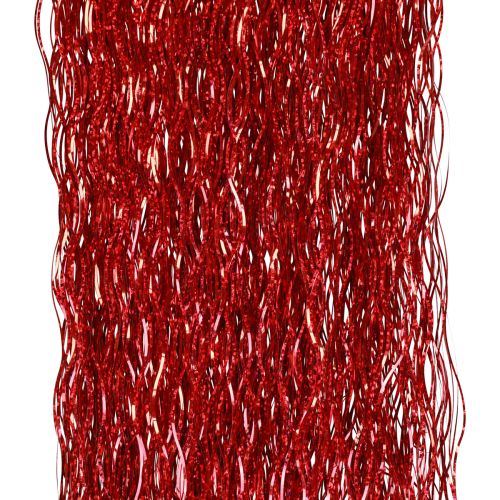 Artikel Juletræsdekoration Jul, bølget tinsel rød flimrende 50cm