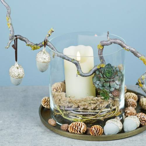 Floristik24 Juletræspynt agern grøn, guld 4 × 6cm 6stk