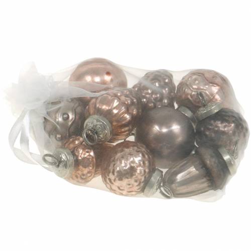 Floristik24 Mini-juledekoration mix 4,5 cm kobber assorteret ægte glas 10 stk