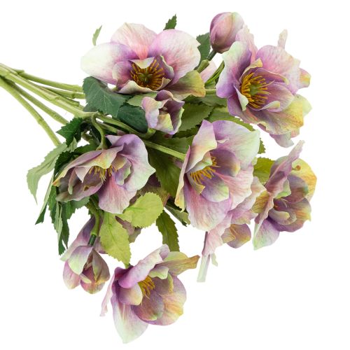 Kunstig julerosebuket med lilla blomster, 35 cm, 6 stk. | Floristik24.dk