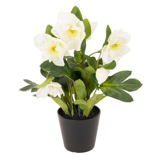 Kunstig julerose, potteplante, borddekoration, 34 cm