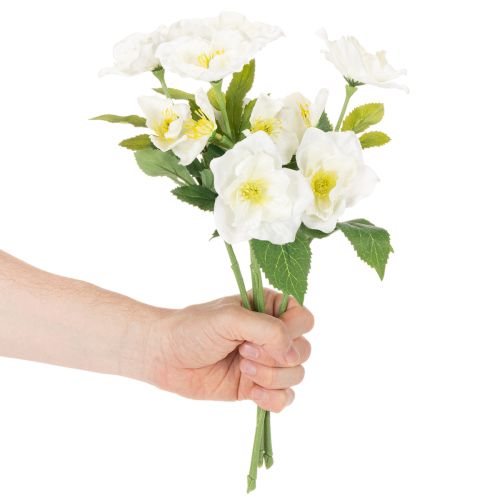 Kunstig juleroseblomstbuket, hvid, kunstig juledekoration | Floristik24.dk