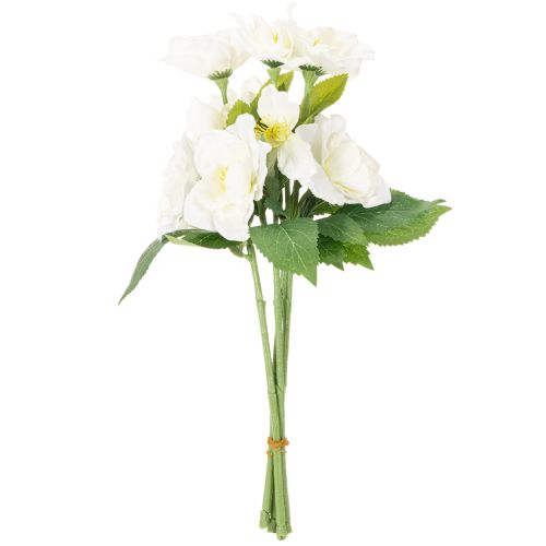 Kunstig juleroseblomstbuket, hvid, kunstig juledekoration | Floristik24.dk