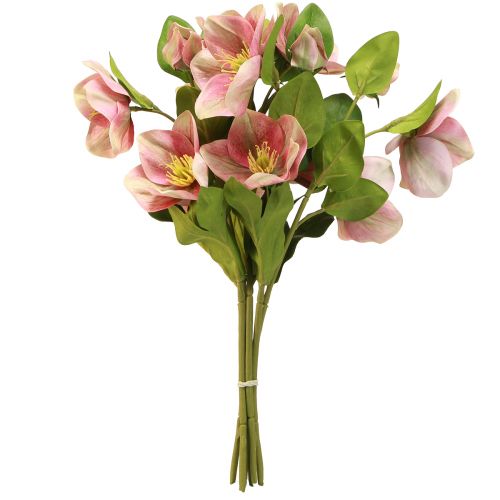 Artikel Elegant buket af lyserøde juleroser – 35 cm 6 stk.