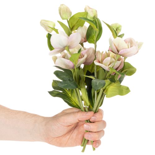 Kunstig juleroseblomstdekoration, 30 cm bundt med 4 stk. | Floristik24.dk