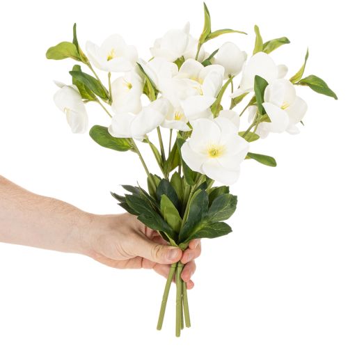 Julerose kunstig blomst hvid dekorativ kunstig blomsterbuket, 40 cm, 4 stk. | Floristik24.dk