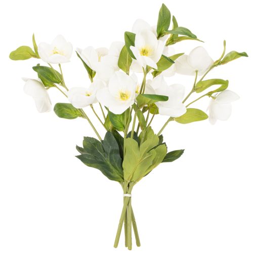 Julerose kunstig blomst hvid dekorativ kunstig blomsterbuket, 40 cm, 4 stk. | Floristik24.dk