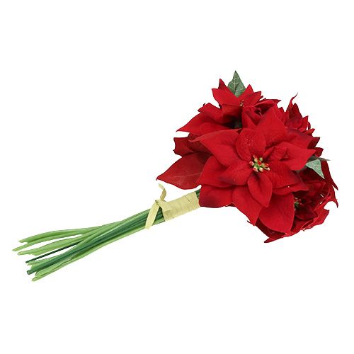 Floristik24 Julestjerne i bundt rød Ø18cm L30cm