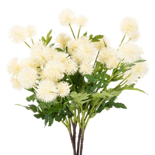 Kunstig krysantemumblomst, cremehvid buket, dekorativ gren, stor 56 cm, 4 stk.