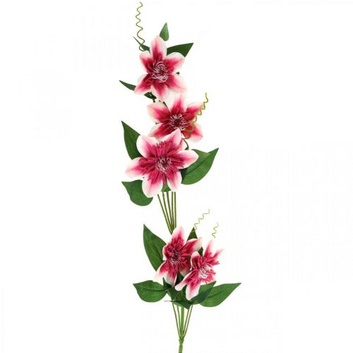Floristik24 Clematis gren med 5 blomster, kunstig blomst, dekorativ gren pink, hvid L84cm
