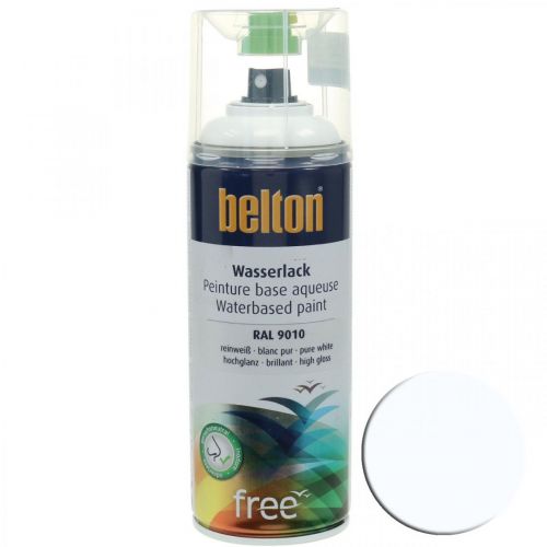 Artikel Belton fri vandbaseret maling hvid højglans spray ren hvid 400ml