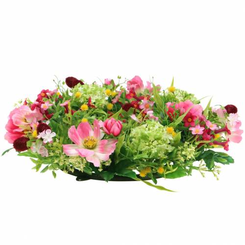 Floristik24 Dekorativ krans med Cosmea og sneboldrosa, gul, grøn Ø30cm