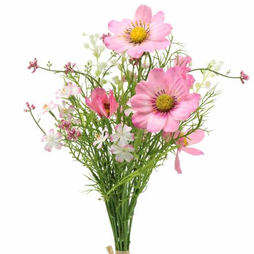 Floristik24 Cosmea og gypsophila i en flok kunstig lyserød assorteret 42 cm