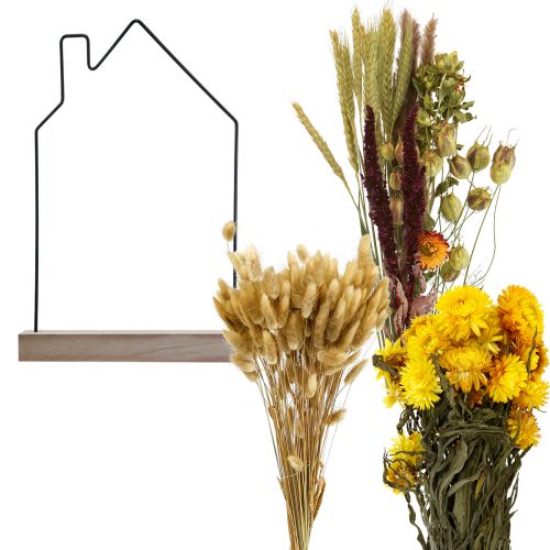 Floristik24 DIY kasse blomsterstang med tørrede blomster hus 34,5×24,5cm