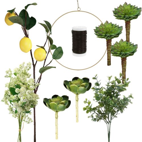 Floristik24 DIY kasse dekorationsring med citron dekoration til ophæng Ø40cm