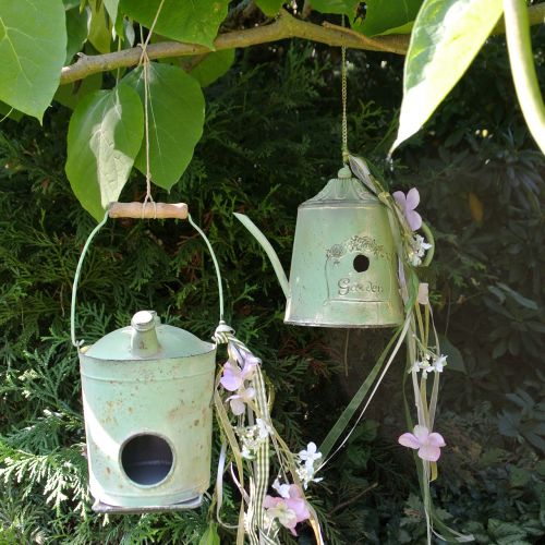Floristik24 Vogelhaus olie tønde antikgrøn Ø17cm H23cm