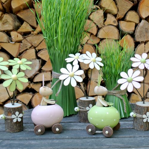 Floristik24 Bunny i en ægbil 15 cm x 8 cm x 7,5 cm 3stk