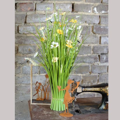 Floristik24 Græsbundt med blomster og sommerfugle Orange 70cm