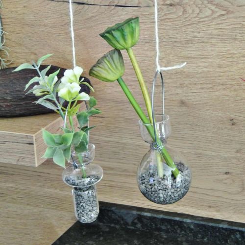 Floristik24 Mini glasvaser til ophæng af glasdekoration med trådophæng H14cm 4stk