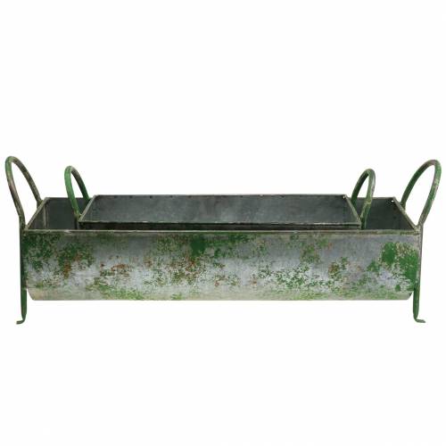 Floristik24 Dekorativ zinktrug til plantning med hanke grå, grøn 60/43cm, sæt med 2 stk.