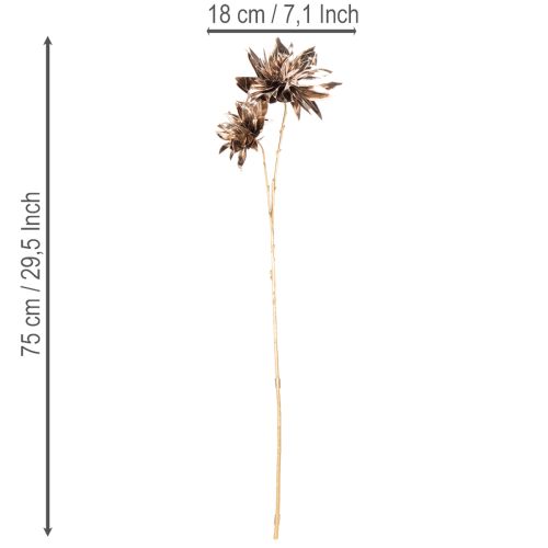Kunstig dahliablomst, langstilket med to blomster, 75 cm | Floristik24.dk