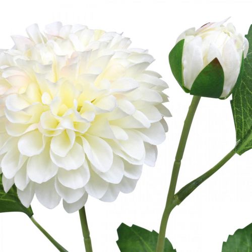 Artikel Dahlia kunstige blomster cremegrønne 2 blomster 60cm