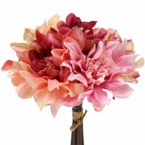 Floristik24 Dahlia bundtbuket 28cm lyserød, creme 6stk