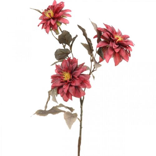 Kunstig blomst dahlia rød, silke blomst efterår 72cm Ø9/11cm