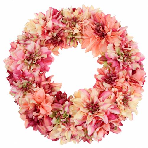 Dahlia blomst krans pink, creme Ø42cm