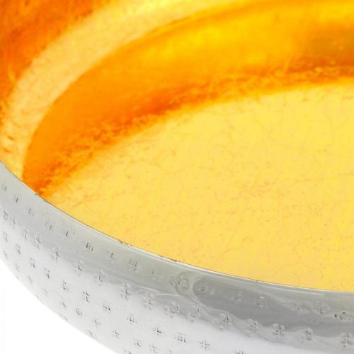 Floristik24 Dekorativ skål metal rund gylden &amp; sølv bakke Ø36,5 cm