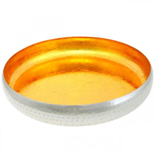 Floristik24 Dekorativ skål metal rund gylden &amp; sølv bakke Ø36,5 cm