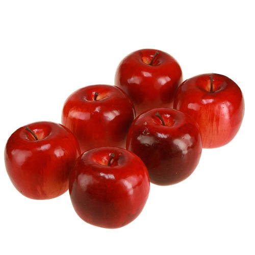 Artikel Dekorative æbler rød skinnende kunstig frugtdekoration 7,5 cm 6 stk.