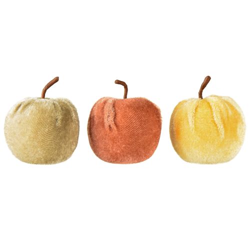 Artikel Dekorative æbler stof æblefløjl brun gul Ø5cm H6cm 12 stk