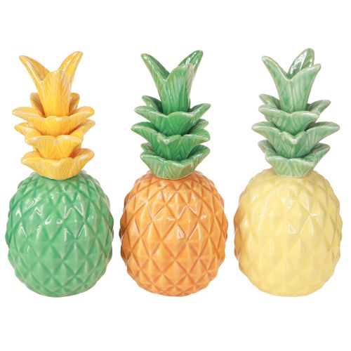 Artikel Dekorativ ananas keramik Farverig keramik dekoration Assorteret 17 cm 3 stk.