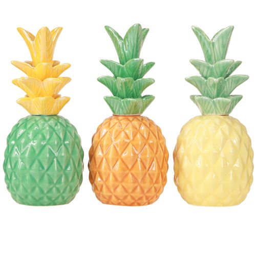 Artikel Dekorativ ananas keramik Farverig keramik dekoration Assorteret 17 cm 3 stk.