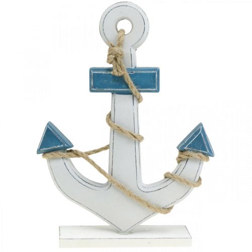 Floristik24 Deco ankertræ til borddekoration maritim blå, hvid H24cm