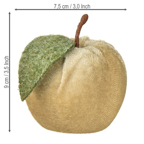 Artikel Dekorativt æblefløjl med blade brun gul Ø7,5 cm H9 cm 9 stk.