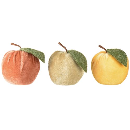 Artikel Dekorativt æblefløjl med blade brun gul Ø7,5 cm H9 cm 9 stk.