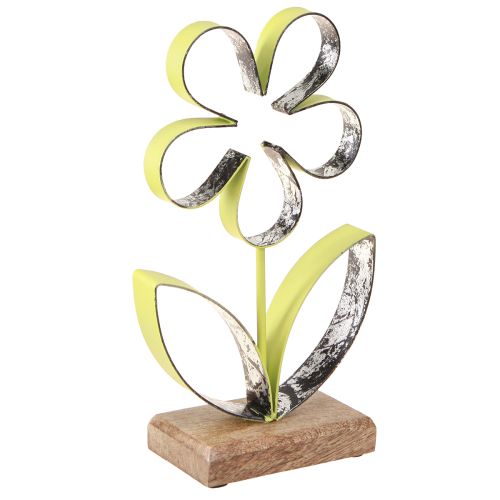 Dekorativt stativ metal blomsterbund grøn sølv H29cm