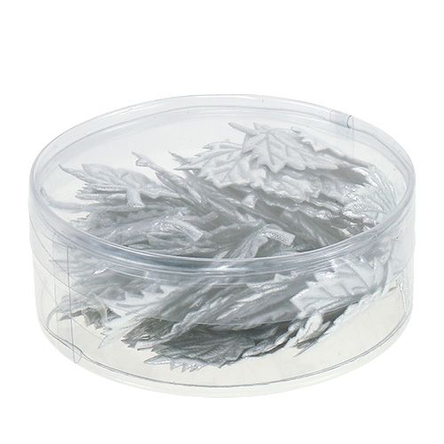 Artikel Dekorative silkeblade 5cm sølv 60 stk