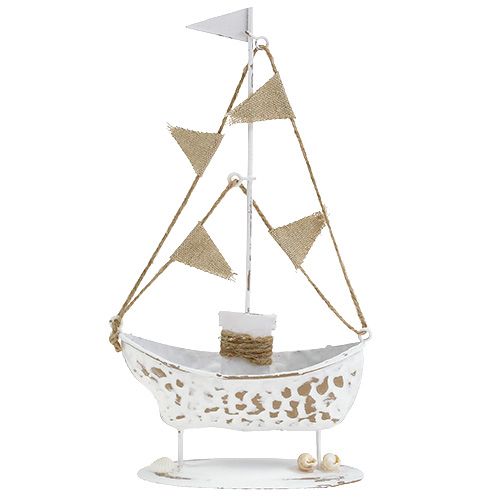 Floristik24 Dekorativ båd stående hvid H22cm