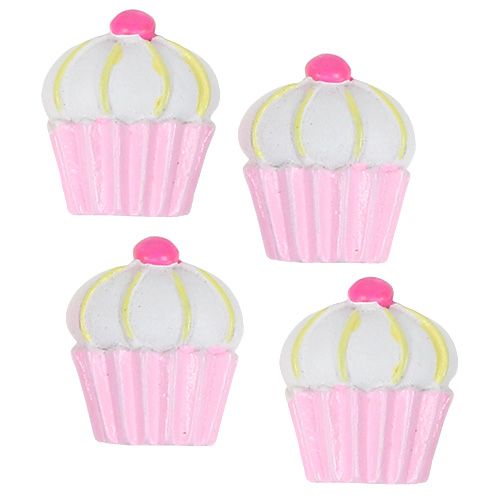 Miniature dekorative cupcakes lyserøde, hvide 2,5 cm 60p