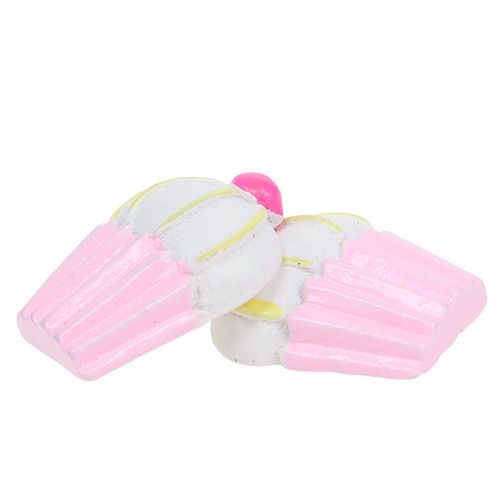 Floristik24 Miniature dekorative cupcakes lyserøde, hvide 2,5 cm 60p