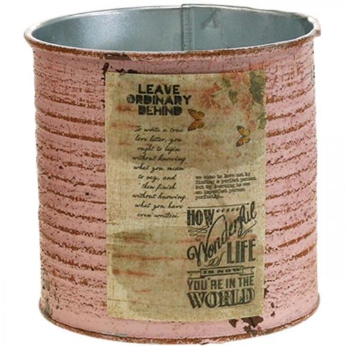 Artikel Dekorativ dåse gammel pink metal dåse til beplantning Ø11cm H10,5cm