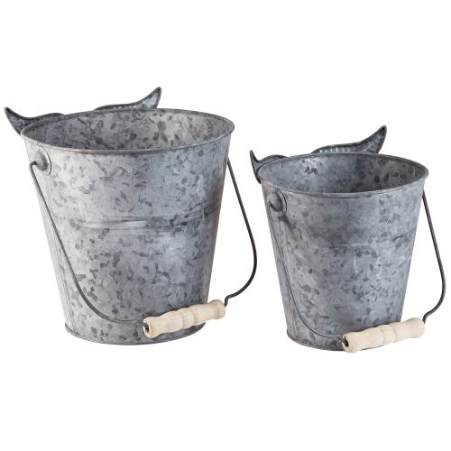 Artikel Dekorativ spand ugle planter zink med håndtag Ø15/19cm sæt af 2